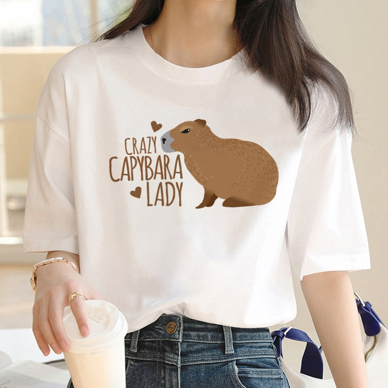 Capybara T Shirt Kawaii Streetwear Funny Tshirt Top Tees for Clothing T-shirt Cartoon custom handmade PRINT design Okay I pull Up