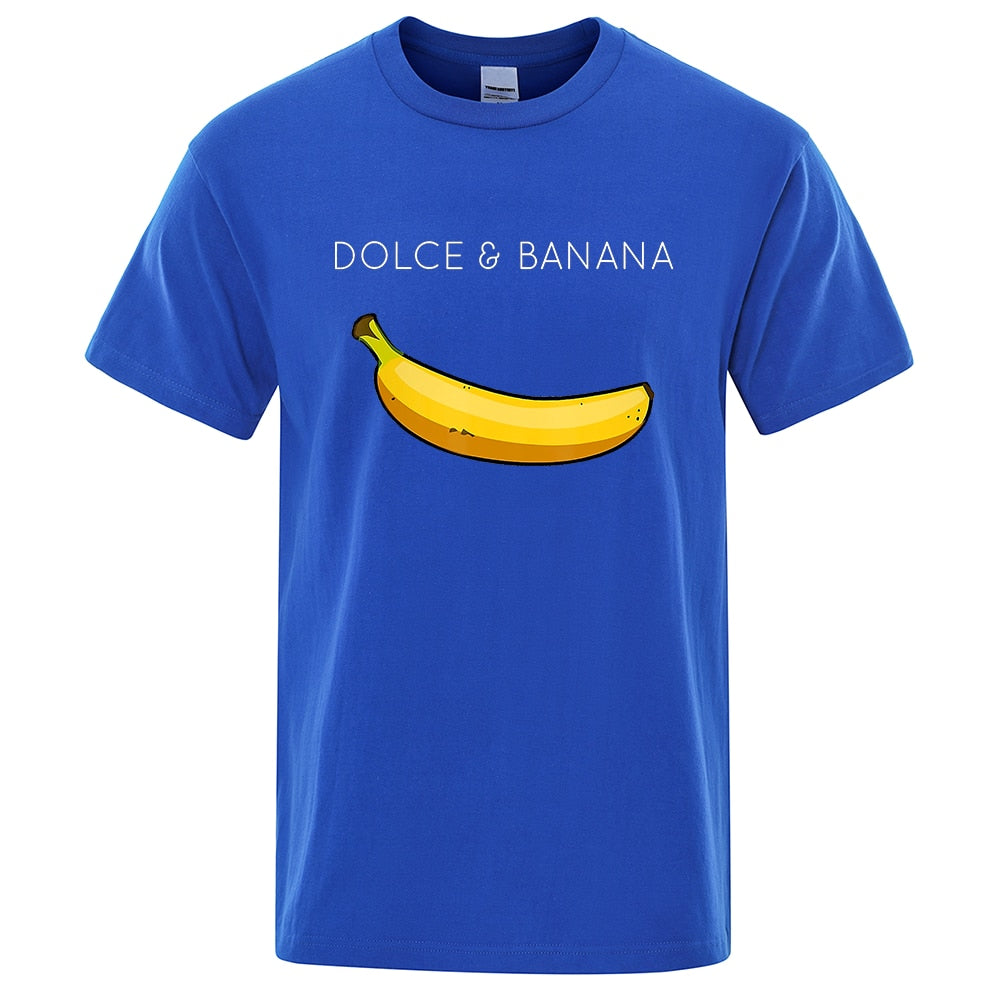 Dolce & Banana Fashion Print Men T-shirts Casual Breathable Tops Oversized Cotton Tshirt Male Short Sleeve Tees custom prints