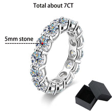 Load image into Gallery viewer, 7ct 5mm Full Moissanite Ring for Women Men Sparkling Round Cut Full Eternity Diamond Band Wedding S925 Sterling Silver custom design handcrafted handset stones
