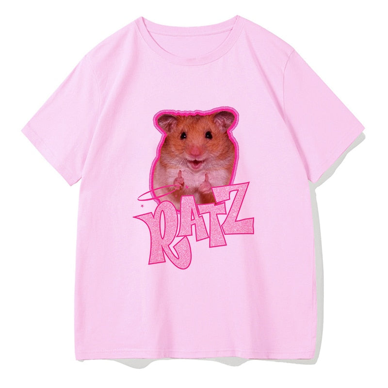 Brat Ratz Mouse hamster Woman Kawaii rat meme Tshirts Short Sleeve Top Tee Shirt Women T-shirt Custom handmade print design