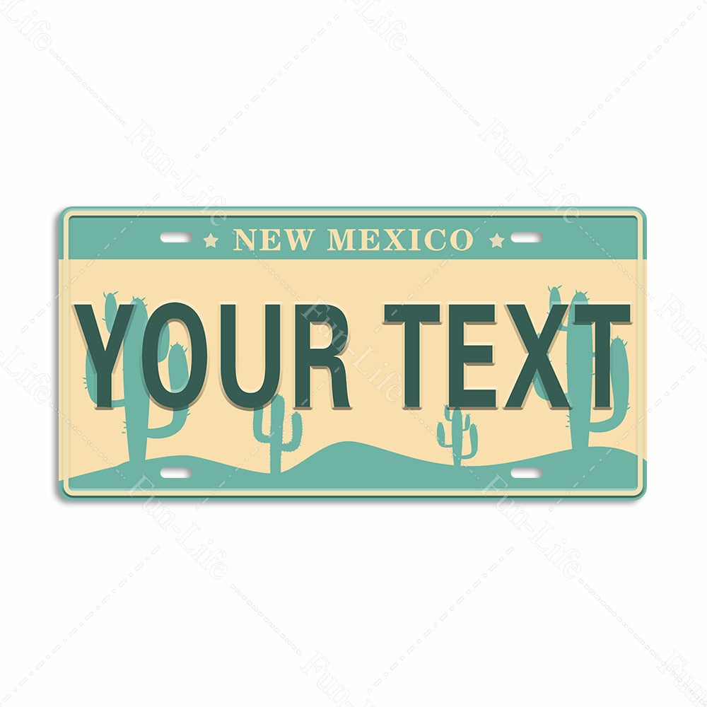 NEW MEXICO Retro Metal Tinplate Customize Metal Poster Plate Vintage Tin Sign Round Square Rectangle Plaque Wall Decor 15x30cm custom text custom made