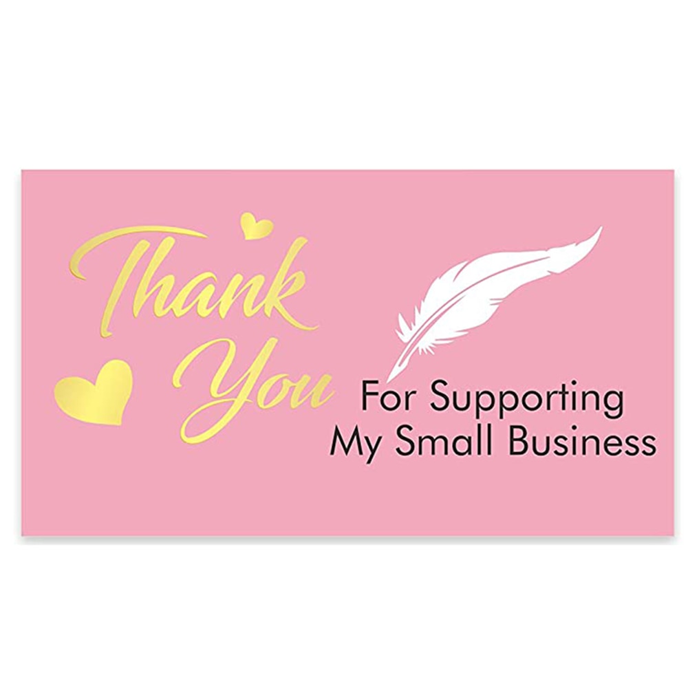 10-50 Pieces Pink Thank You for Supporting My Small Business Card Thanks Greeting Card Appreciation Cardstock for Sellers Gift 5*9cm