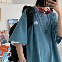 Load image into Gallery viewer, Short Sleeve T-shirts O-neck Embroidery Print Tshirts Design Baggy Summer Ulzzang Couples Hot Sale High Quality Harajuku Tees
