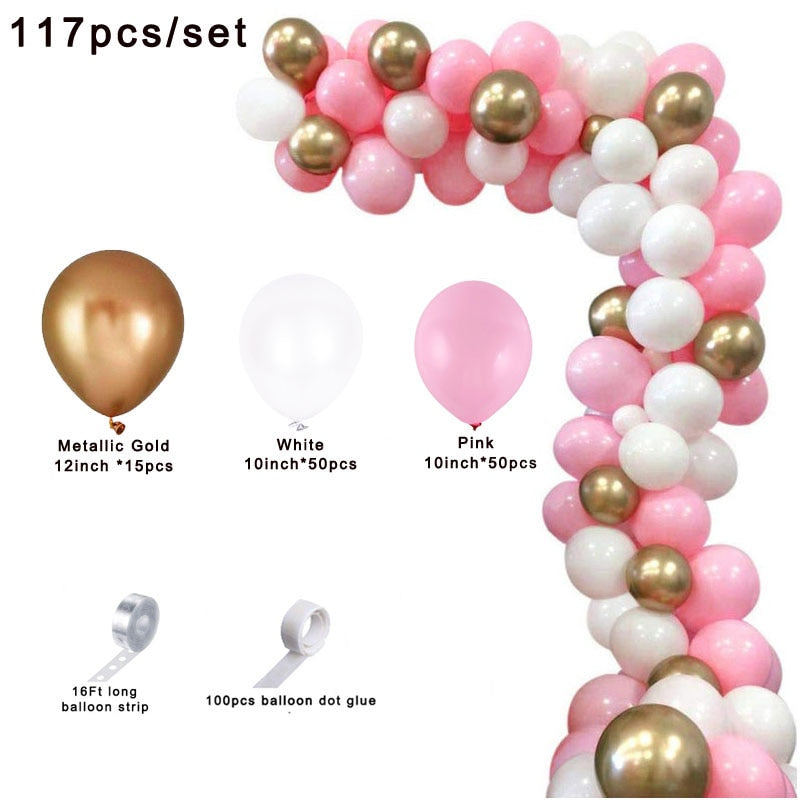 Baby Shower Decorations Garland White Pink Blue Gold Balloon Arch Kit Wedding Birthday Boy Or Girl Gender Reveal Party Balloon