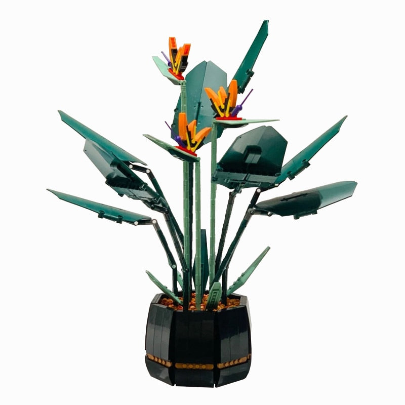 Bird Of Paradise Flower Bouquet Building Block Bricks DIY Potted Illustration Holiday Girlfriend Gifts crafting material tool supplies