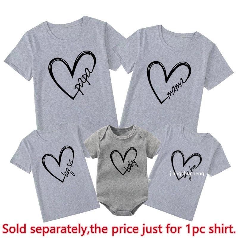Papa Mama Family Matching Outfits Daddy Mom Kids T-shirt Baby Bodysuit Family Look Father Son Clothes Father's Day Gift custom design hand printed photoshoot