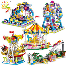 Load image into Gallery viewer, Amusement Park 3D Model Micro Building Blocks City Street View Architecture MOC Carousel Mini Bricks Children DIY building material kit
