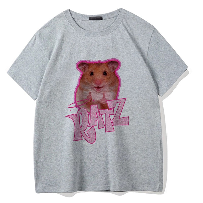 Brat Ratz Mouse hamster Woman Kawaii rat meme Tshirts Short Sleeve Top Tee Shirt Women T-shirt Custom handmade print design