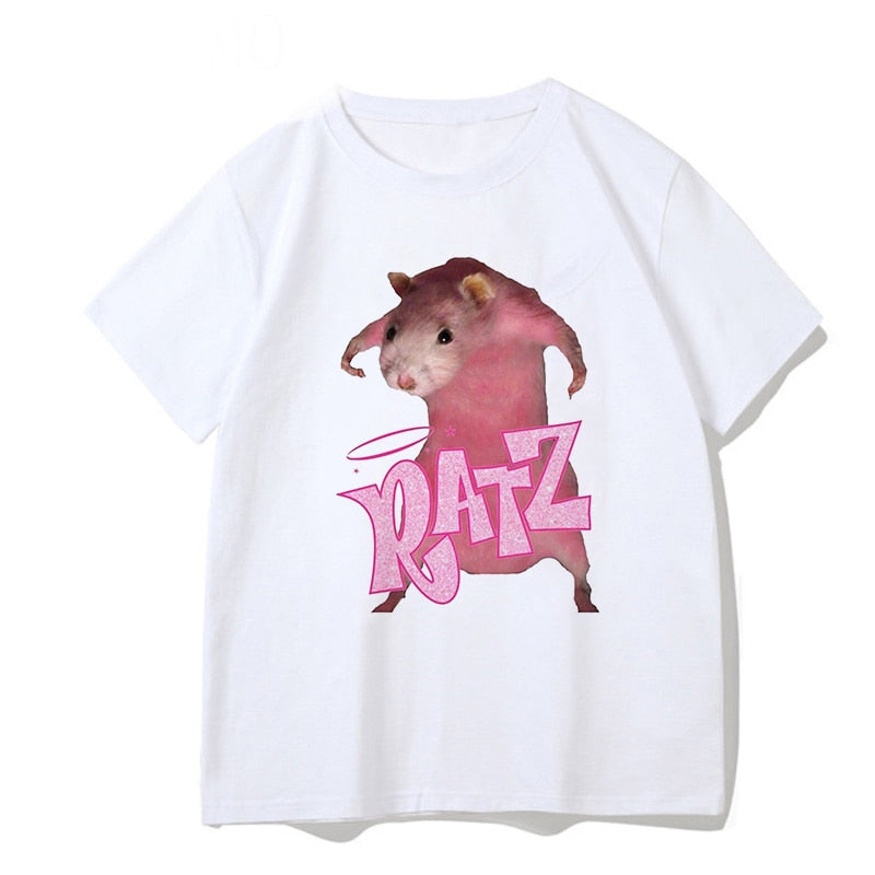 Brat Ratz Mouse hamster Woman Kawaii rat meme Tshirts Short Sleeve Top Tee Shirt Women T-shirt Custom handmade print design