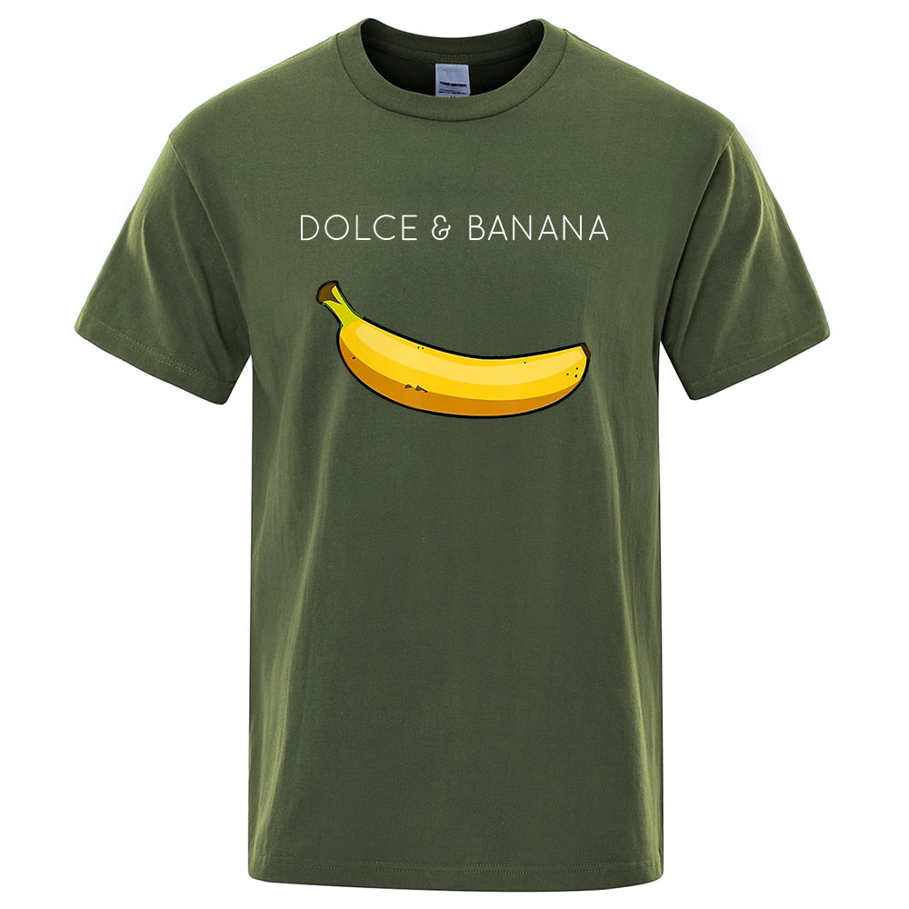 Dolce & Banana Fashion Print Men T-shirts Casual Breathable Tops Oversized Cotton Tshirt Male Short Sleeve Tees custom prints