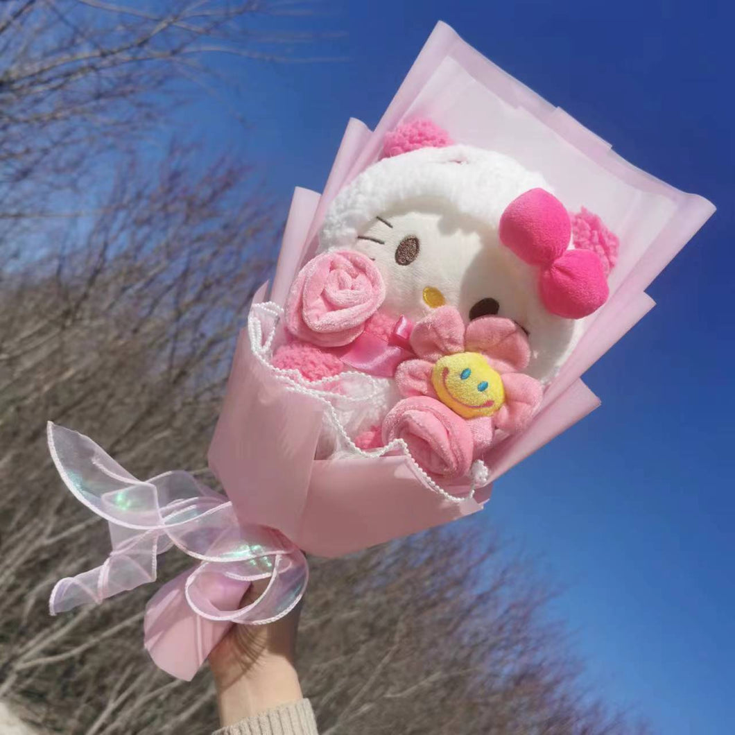 Cartoon My Melody Kuromi Cinnamoroll Kt Cat Plush Doll Toy Bouquet Gift Box Valentine's Day Christmas Graduation USA