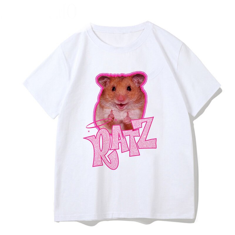 Brat Ratz Mouse hamster Woman Kawaii rat meme Tshirts Short Sleeve Top Tee Shirt Women T-shirt Custom handmade print design