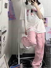 Load image into Gallery viewer, Y2K Baggy Pink Jeans Women Kawaii Korean Fashion Oversize Low Rise Wide Leg Denim Pants Streetwear Loose Trousers Alt
