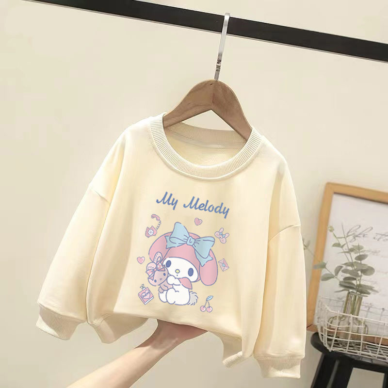 Anime Kuromi Cinnamoroll Melody Plush Children Sweater Baby Boy Girl Ong-Sleeved Clothes Coat Tracksuit Sportswear Gift