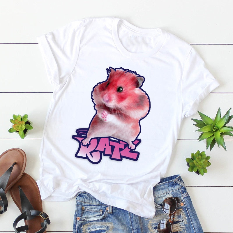 Brat Ratz Mouse hamster Woman Kawaii rat meme Tshirts Short Sleeve Top Tee Shirt Women T-shirt Custom handmade print design