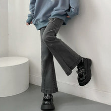 Load image into Gallery viewer, Y2k Heart Jeans for Women Vintage Gray Denim Flare Pants 90s Aesthetic Bottoms Streetwear Mom Wash Trouser Harajuku
