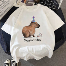 Load image into Gallery viewer, Capybaras clothing t-shirt t shirt casual anime graphic top tees t shirt manga cappy capybara funny meme gag custom handmade print
