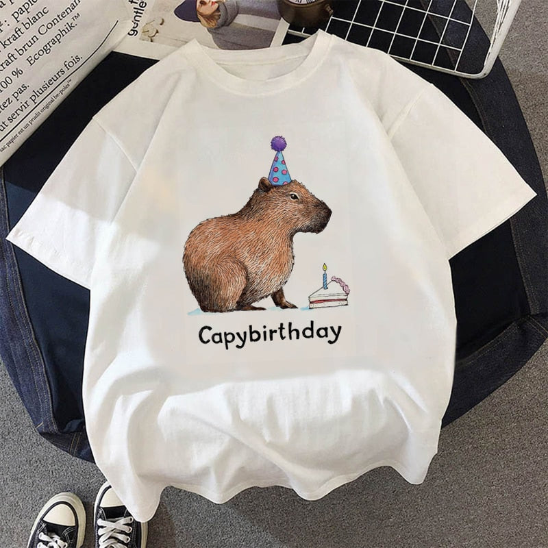 Capybaras clothing t-shirt t shirt casual anime graphic top tees t shirt manga cappy capybara funny meme gag custom handmade print