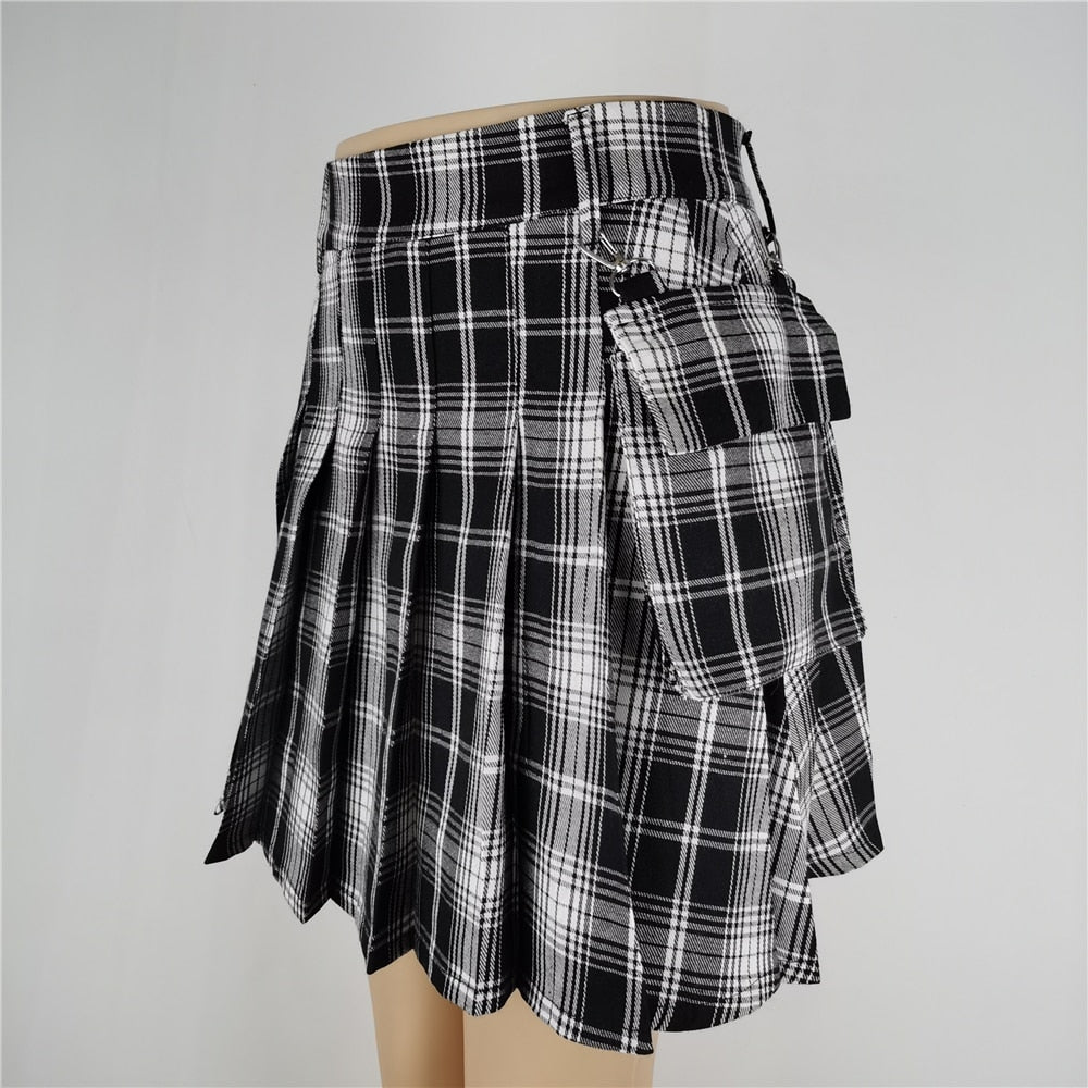 Harajuku Punk Gothic Black High Waist Black Skirts Women Sexy Patchwork Bandage Mini Skirt Female Streetwear Black Skirt