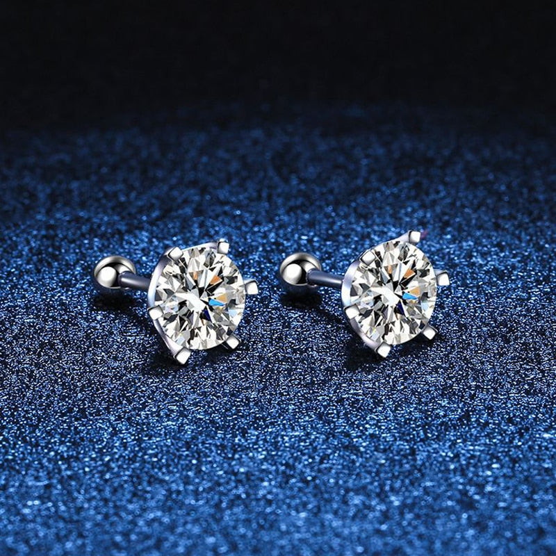 0.5-2ct Moissanite Screw Stud Earrings D Color 925 Sterling Silver 6 Prong Diamond Earrings For Women Wedding Fine Jewelry custom design handcrafted handset stones
