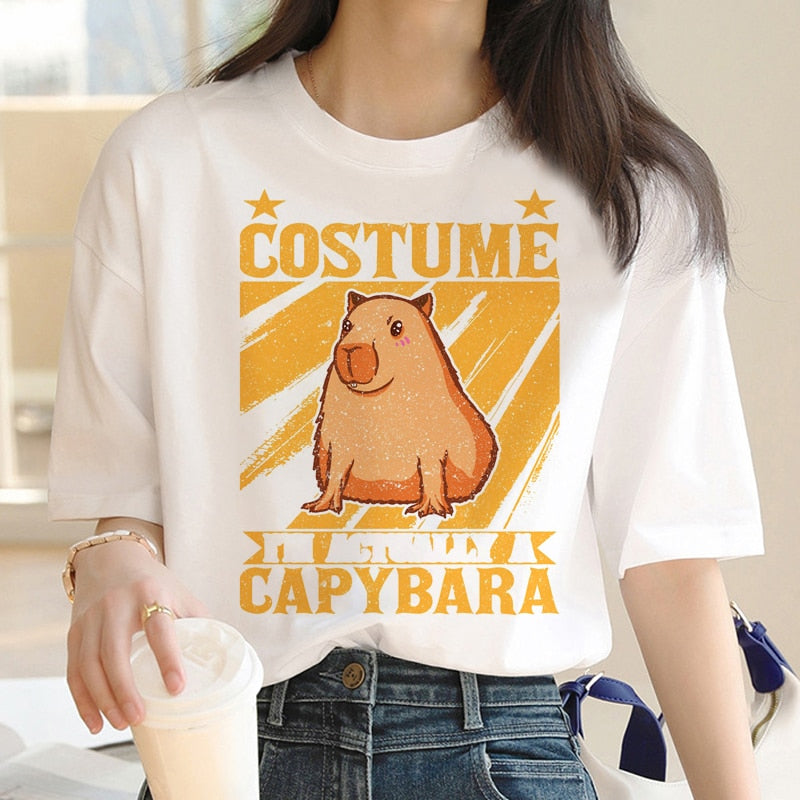 Capybara T Shirt Kawaii Streetwear Funny Tshirt Top Tees for Clothing T-shirt Cartoon custom handmade PRINT design Okay I pull Up