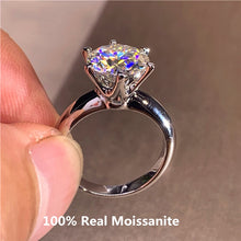 Load image into Gallery viewer, 0.5 - 5 Carat Round Moissanite Ring 6 Prongs  Sterling Silver Plated 14K Gold High Clarity D Color Diamond Rings Woman Jewelry custom name engrave
