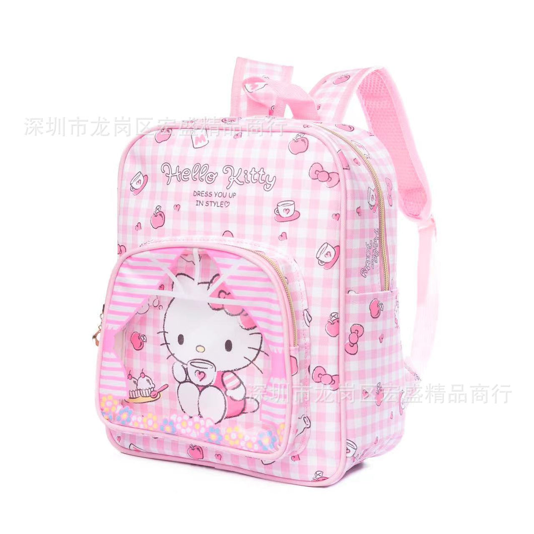 40Cm Kawaii Kittys Cinnamoroll Kuromi My Melody Cartoon Cute Leather Transparent Children's Backpack School Bag