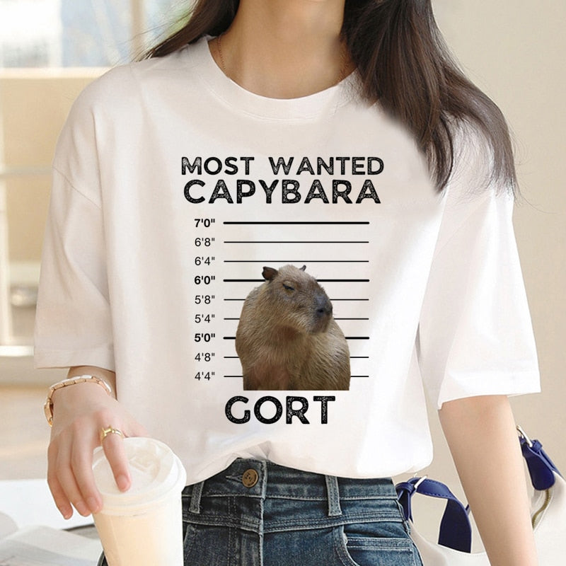 Capybara T Shirt Kawaii Streetwear Funny Tshirt Top Tees for Clothing T-shirt Cartoon custom handmade PRINT design Okay I pull Up