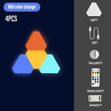 Load image into Gallery viewer, LED Triangle Wall Light USB Touch Night Light RGB Ambient Light Remote Control Indoor Game Room Bedroom Bedside Decorative Light
