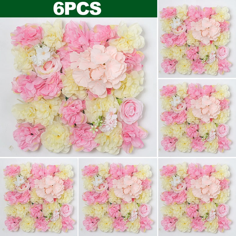 Artificial Flowers Wall Panel 3D Flower Backdrop Faux Roses for Wall Party Wedding Bridal Shower Decoration 6 PIECES crafting material