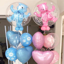 Load image into Gallery viewer, 4D Transparent Baby Shower Boy Girl Bear Bubble Ball Kids 1st Birthday Party Blue Pink Helium Balloon Gender Reveal Decoration
