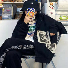 Load image into Gallery viewer, Emo Women Alt Punk Hoodie Zip Up Grunge Aesthetic Jacket Vintage  Streetshirt Harajuku Sweatshirts Graffiti Y2K Zipper Clothes
