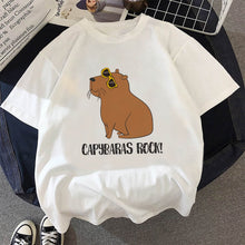 Load image into Gallery viewer, Capybaras clothing t-shirt t shirt casual anime graphic top tees t shirt manga cappy capybara funny meme gag custom handmade print
