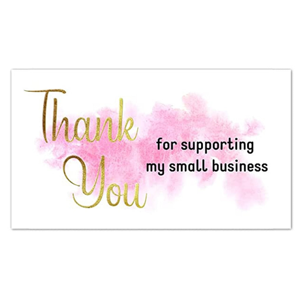 10-50 Pieces Pink Thank You for Supporting My Small Business Card Thanks Greeting Card Appreciation Cardstock for Sellers Gift 5*9cm