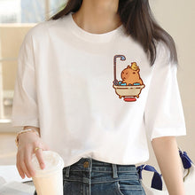 Load image into Gallery viewer, Capybara T Shirt Kawaii Streetwear Funny Tshirt Top Tees for Clothing T-shirt Cartoon custom handmade PRINT design Okay I pull Up
