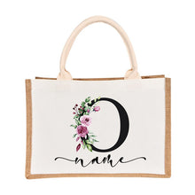 Load image into Gallery viewer, Custom Name Burlap Tote Bags Personalized Bridesmaid Bachelorette Bridal Party Girls Trip Gifts Canvas Jute Tote Shopper Bags
