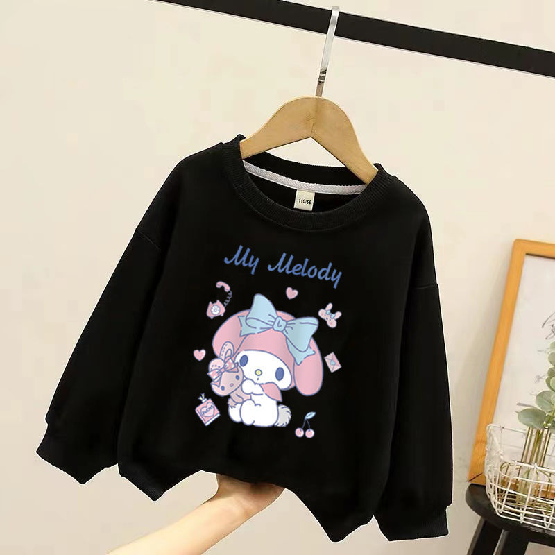 Anime Kuromi Cinnamoroll Melody Plush Children Sweater Baby Boy Girl Ong-Sleeved Clothes Coat Tracksuit Sportswear Gift