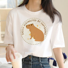 Load image into Gallery viewer, Capybara T Shirt Kawaii Streetwear Funny Tshirt Top Tees for Clothing T-shirt Cartoon custom handmade PRINT design Okay I pull Up
