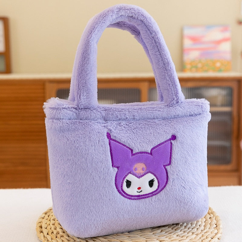 Kawaii Plush Bag Kuromi Backpack Anime Melody Cinnamoroll Plushie Handbags Pochacco Cartoon Stuffed Bag for Girls Gifts