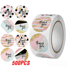Load image into Gallery viewer, 100-500 Pieces Round Thank You Stickers for Envelope Seal Labels Gift Packaging decor Birthday Party small business Stationery Sticker
