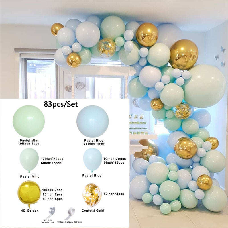 Baby Shower Decorations Garland White Pink Blue Gold Balloon Arch Kit Wedding Birthday Boy Or Girl Gender Reveal Party Balloon