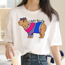 Load image into Gallery viewer, Capybara T Shirt Kawaii Streetwear Funny Tshirt Top Tees for Clothing T-shirt Cartoon custom handmade PRINT design Okay I pull Up
