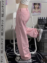 Load image into Gallery viewer, Y2K Baggy Pink Jeans Women Kawaii Korean Fashion Oversize Low Rise Wide Leg Denim Pants Streetwear Loose Trousers Alt
