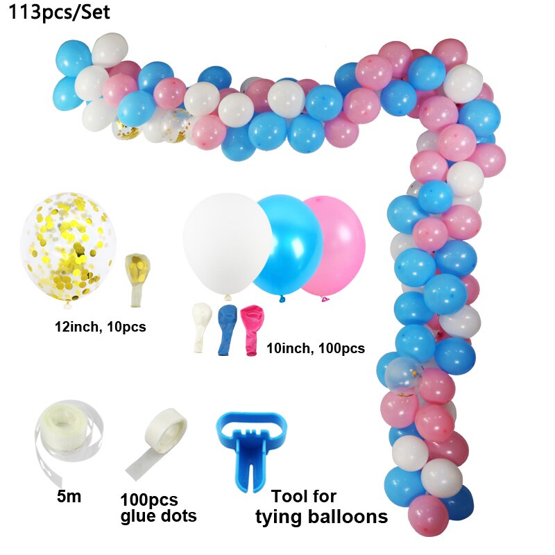 Baby Shower Decorations Garland White Pink Blue Gold Balloon Arch Kit Wedding Birthday Boy Or Girl Gender Reveal Party Balloon