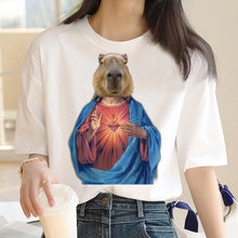 Load image into Gallery viewer, Capybara T Shirt Kawaii Streetwear Funny Tshirt Top Tees for Clothing T-shirt Cartoon custom handmade PRINT design Okay I pull Up
