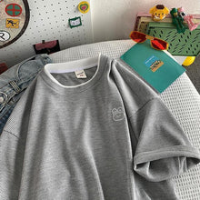 Load image into Gallery viewer, Short Sleeve T-shirts O-neck Embroidery Print Tshirts Design Baggy Summer Ulzzang Couples Hot Sale High Quality Harajuku Tees
