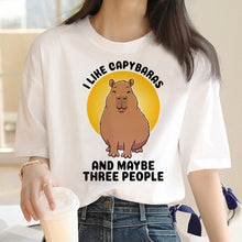 Load image into Gallery viewer, Capybara T Shirt Kawaii Streetwear Funny Tshirt Top Tees for Clothing T-shirt Cartoon custom handmade PRINT design Okay I pull Up
