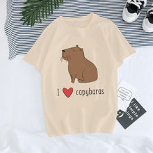 Load image into Gallery viewer, Capybara T Shirt Unisex Cartoon Manga Kawaii Tops T-shirt Funny Animals meme Tees Graphic Tshirt Female custom handmade print design
