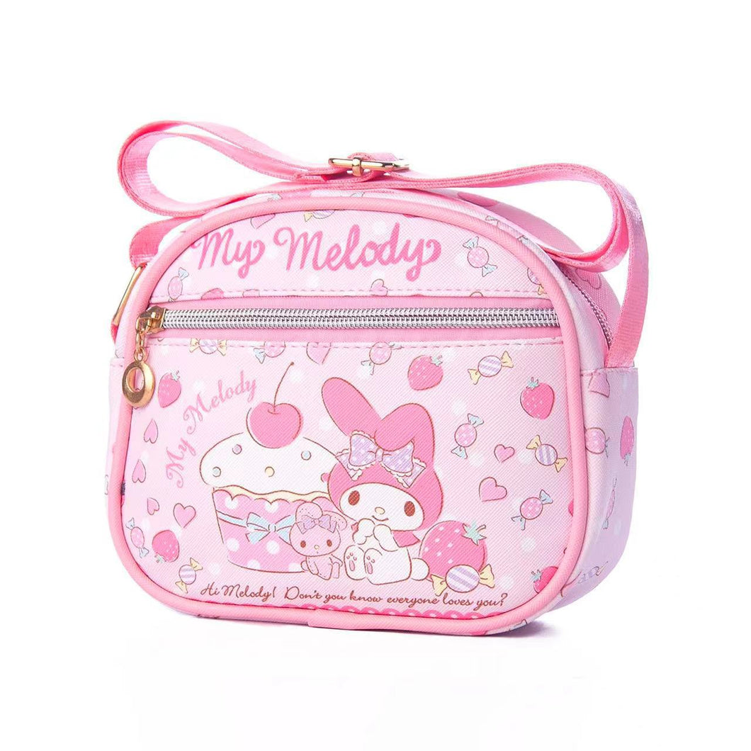 19CM Kawaii Cartoon Kitty My Melody Kuromi Cinnamoroll Cute Mini Leather Organizer Shoulder Messenger Bag