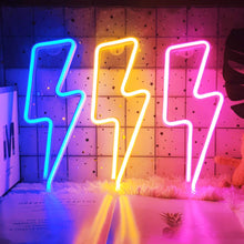 Load image into Gallery viewer, LED Home Neon Lightning Shaped Sign Neon Fulmination Light USB Decorative Light Wall Decor for Kids Baby Room Wedding Party custom design handmade
